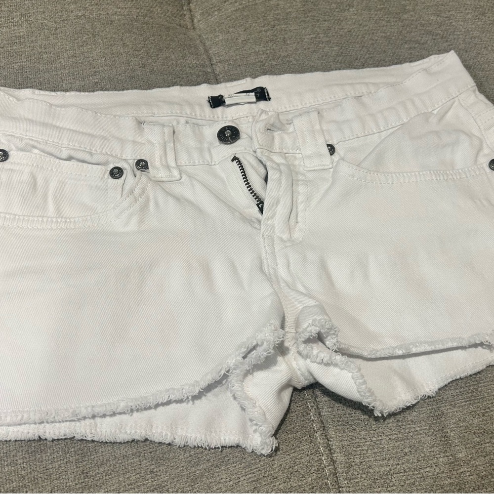 VENUS White Frayed Hem Denim Shorts